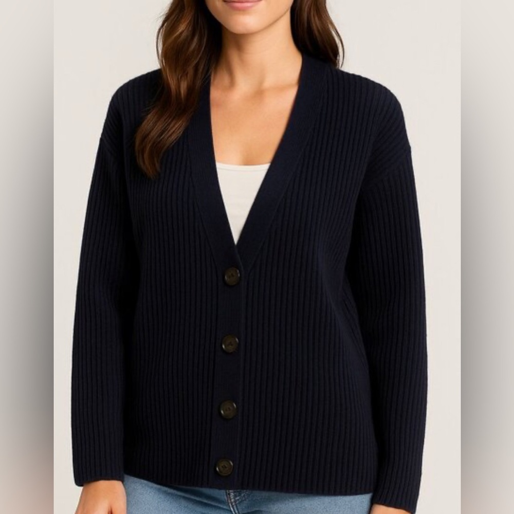 Vince Cashmere & Wool Shaker Rib Cardigan in coastal blue Sizd: L NWT